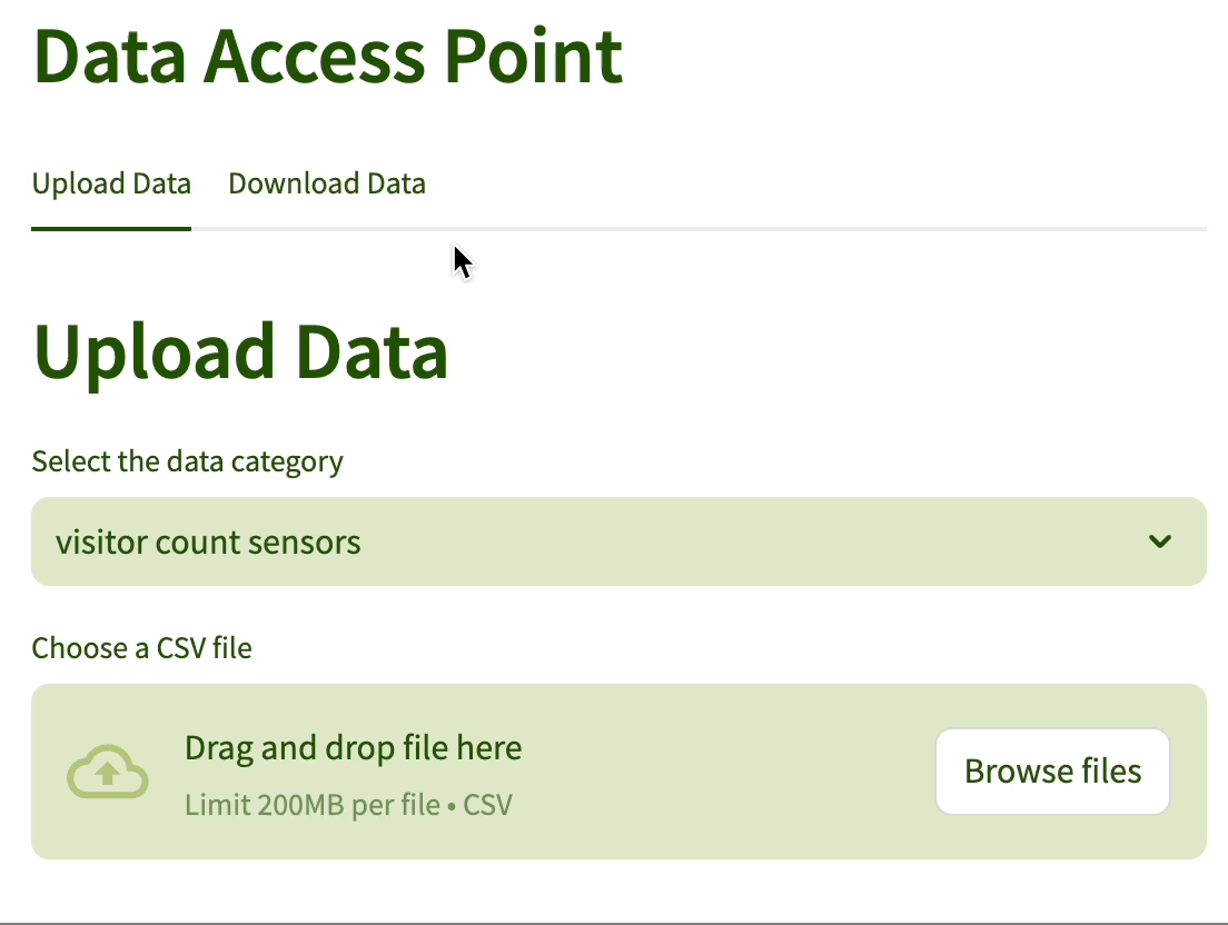A GIF showing the data access point in the dashboard